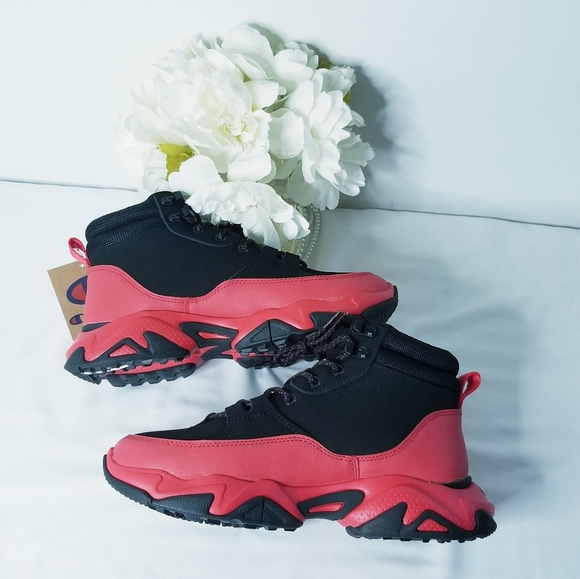 Champion Bromad C Lock Black/Scarlet Red Sneaker Boots Size 7 Youth - Picture 6 of 16
